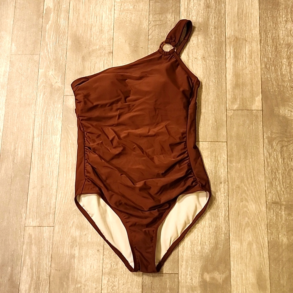 Solid brown 1pc swimsuit